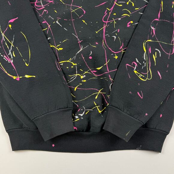 Vintage Abstract Splatter Paint Artist Yellow Pink Black 90s Crewneck Size XL - Picture 2 of 8